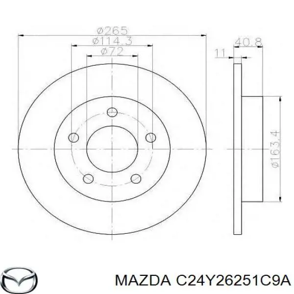 C24Y26251C9A Mazda диск гальмівний задній