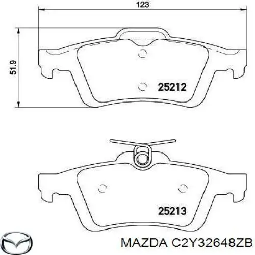 C2Y32648ZB Mazda Колодки гальмівні задні, дискові