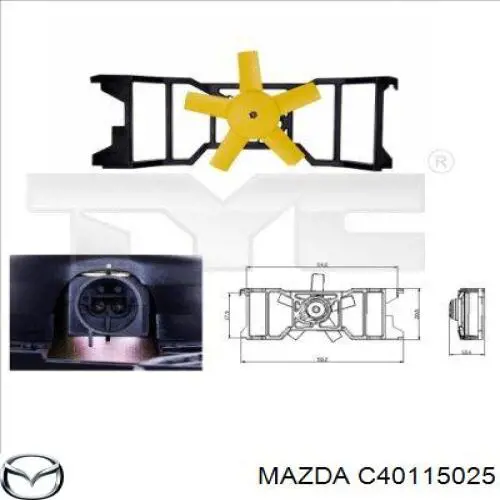 Електровентилятор охолодження в зборі (двигун + крильчатка) Mazda 2 (DY) (Мазда 2)