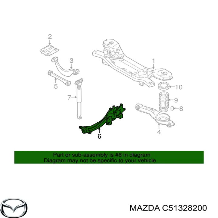 Цапфа - поворотний кулак задній, правий Mazda 5 (CR) (Мазда 5)