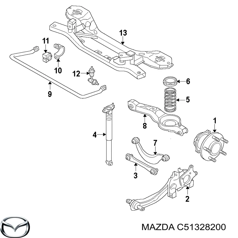 Цапфа - поворотний кулак задній, правий C51328200 Mazda