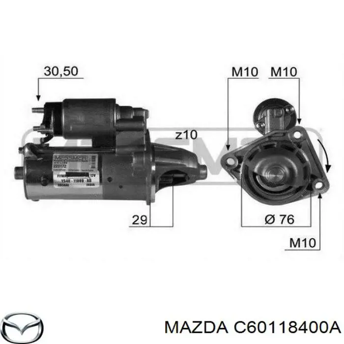 Купити C60118400A Mazda Стартер