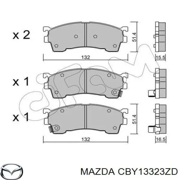 Колодки гальмівні передні, дискові CBY13323ZD Mazda