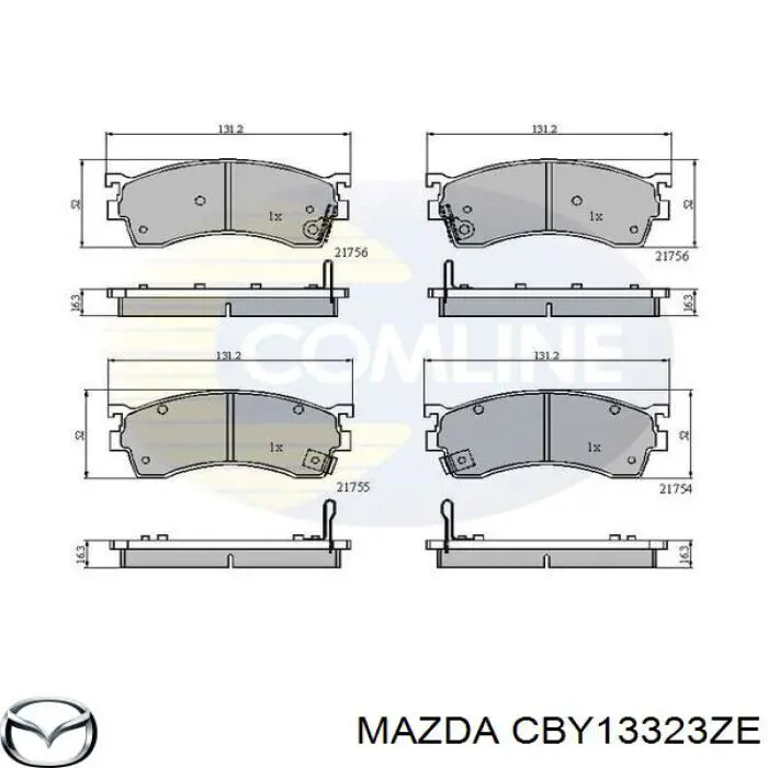 Колодки гальмівні передні, дискові CBY13323ZE Mazda