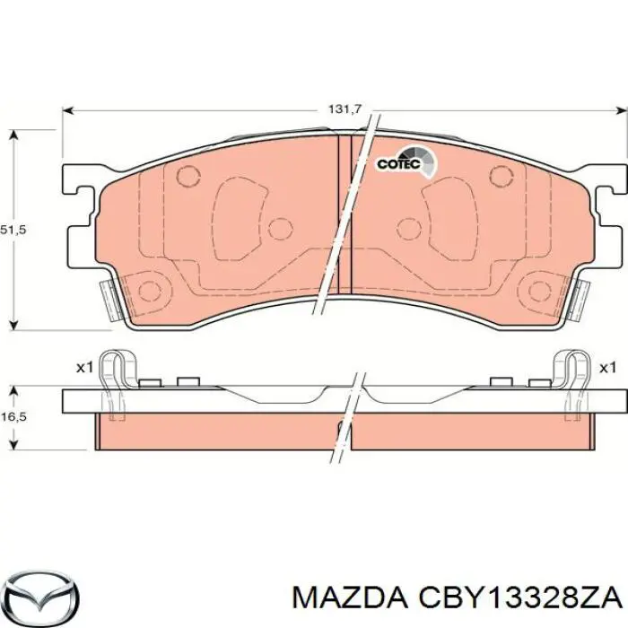 Колодки гальмівні передні, дискові CBY13328ZA Mazda