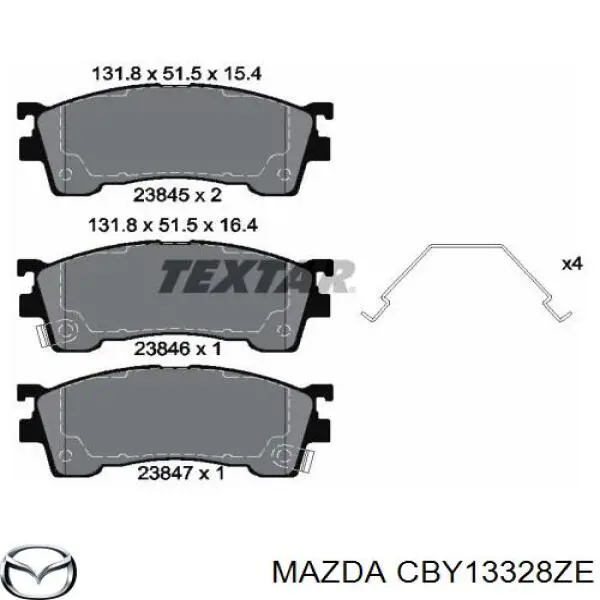 Колодки гальмівні передні, дискові CBY13328ZE Mazda