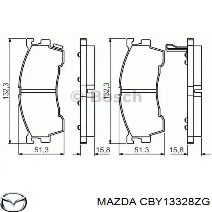 Колодки гальмівні передні, дискові CBY13328ZG Mazda