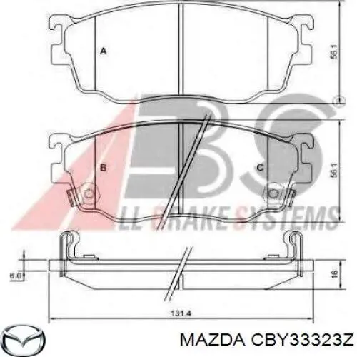 CBY33323Z Mazda колодки гальмівні передні, дискові