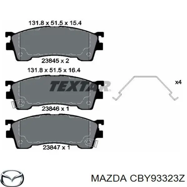 Колодки гальмівні передні, дискові CBY93323Z Mazda