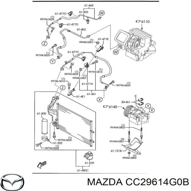 Купити CC29614G0B Mazda Шланг кондиціонера, від компресора до радіатора