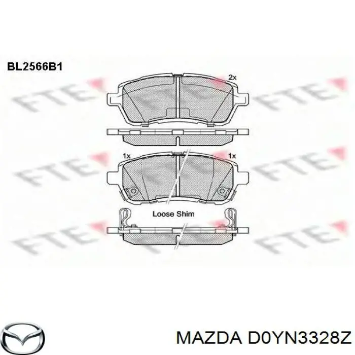 D0YN3328Z Mazda колодки гальмівні передні, дискові