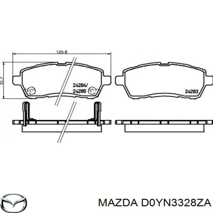 Колодки гальмівні передні, дискові D0YN3328ZA Mazda