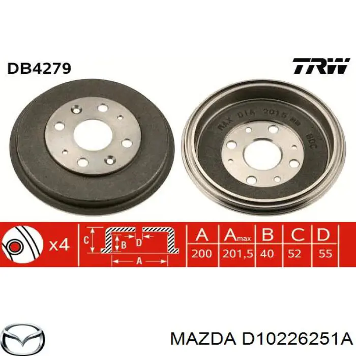 D10226251A Mazda барабан гальмівний задній