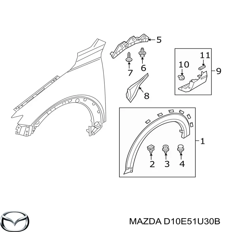D10E51U30B Mazda Кронштейн кріплення бампера переднього правий