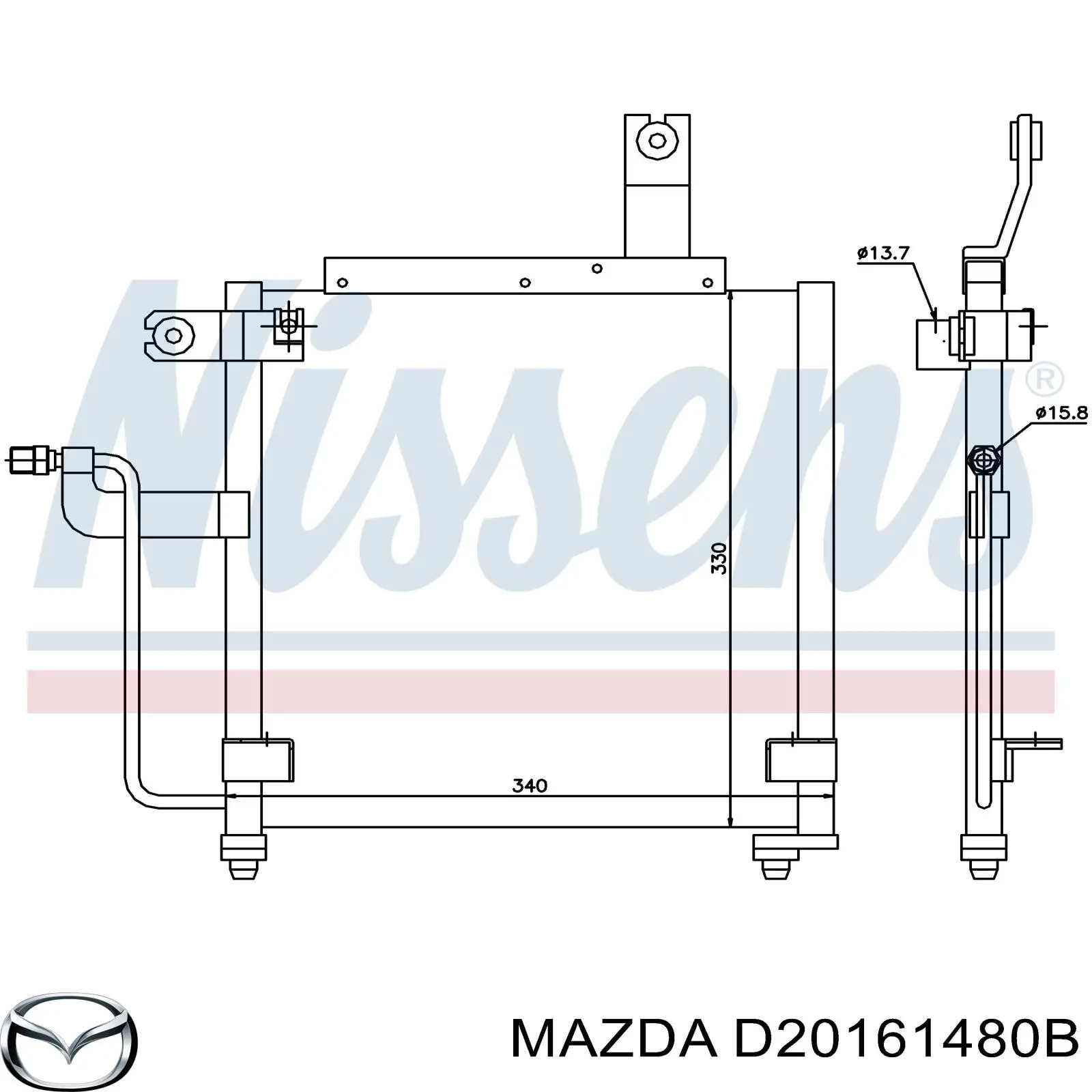 Купити D20161480B Mazda Радіатор системи охолодження кондиціонера