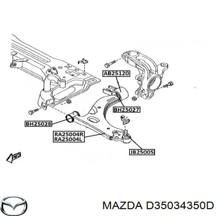 Важіль передній лівий Mazda D35034350D ціна, від 51.39 USD