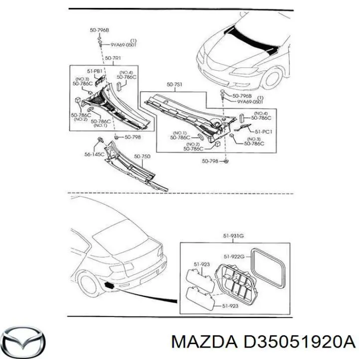 Решітка задня вентиляції салону, ліва Mazda 5 (CR) (Мазда 5)