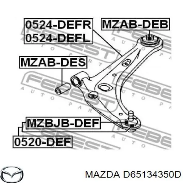 Купити D65134350D Mazda Лівий важіль передній нижній підвіски
