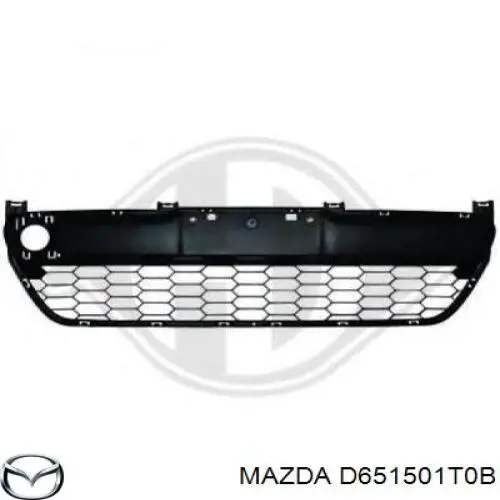 Решітка переднього бампера, центральна Mazda 2 (DE) (Мазда 2)
