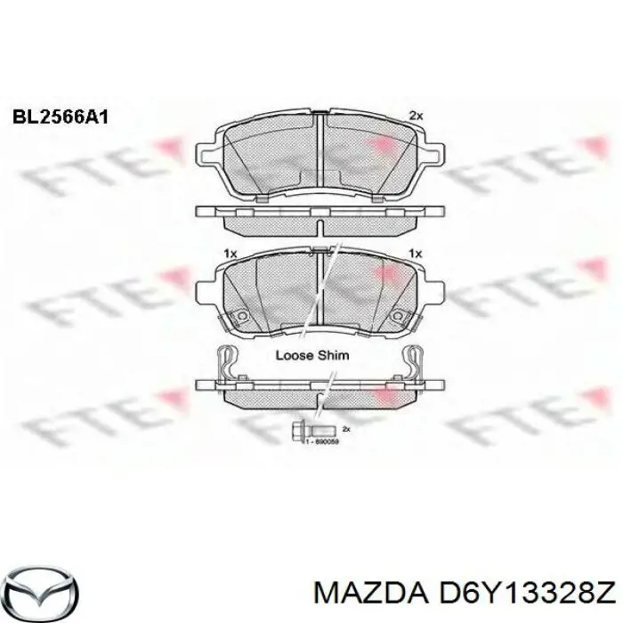Гальмівні колодки Mazda D6Y13328Z ціна, від 16.49 USD