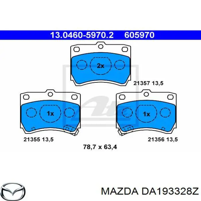 DA193328Z Mazda колодки гальмівні передні, дискові
