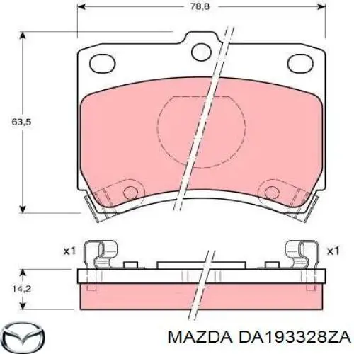 Передні тормозні колодки DA193328ZA Mazda