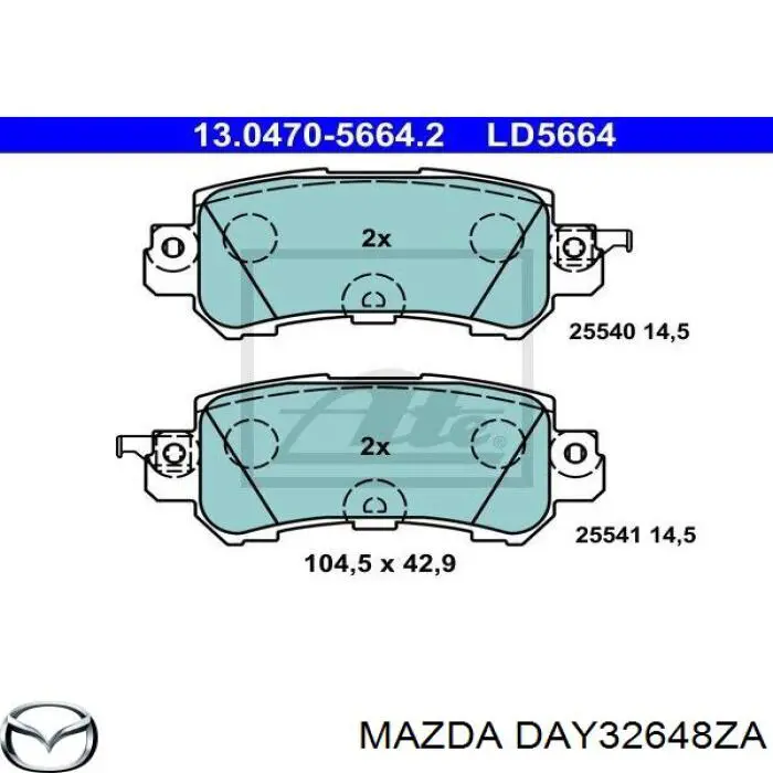 Задні дискові колодки Mazda DAY32648ZA