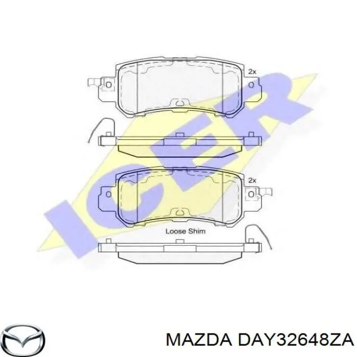 DAY32648ZA Mazda колодки гальмові задні, дискові