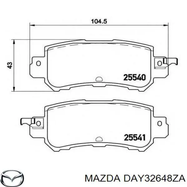 Задні гальмівні колодки Mazda DAY32648ZA ціна, від 19.62 USD