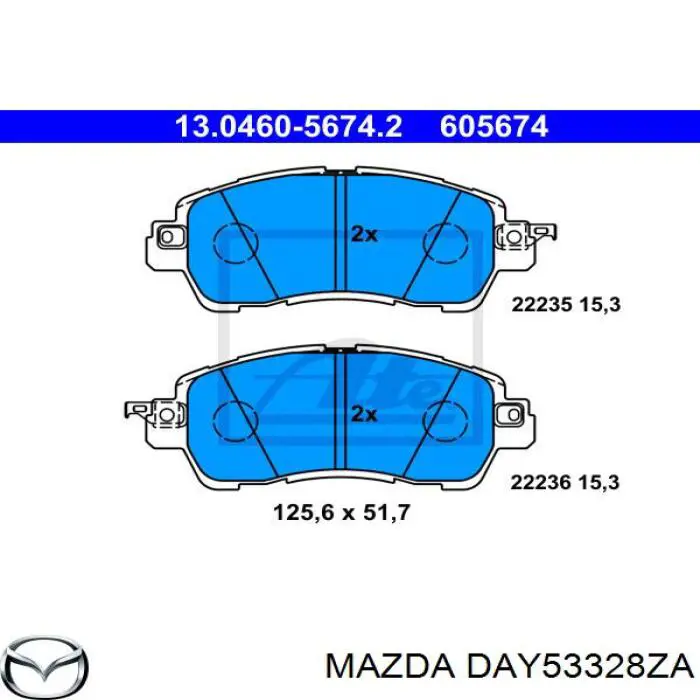 Гальмівні колодки Mazda DAY53328ZA ціна, від 29.36 USD