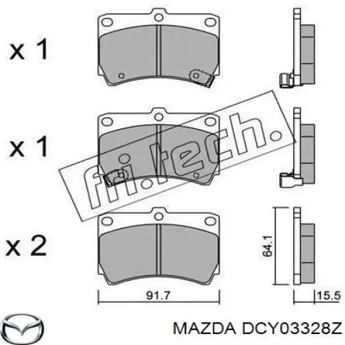 DCY03328Z Mazda колодки гальмівні передні, дискові