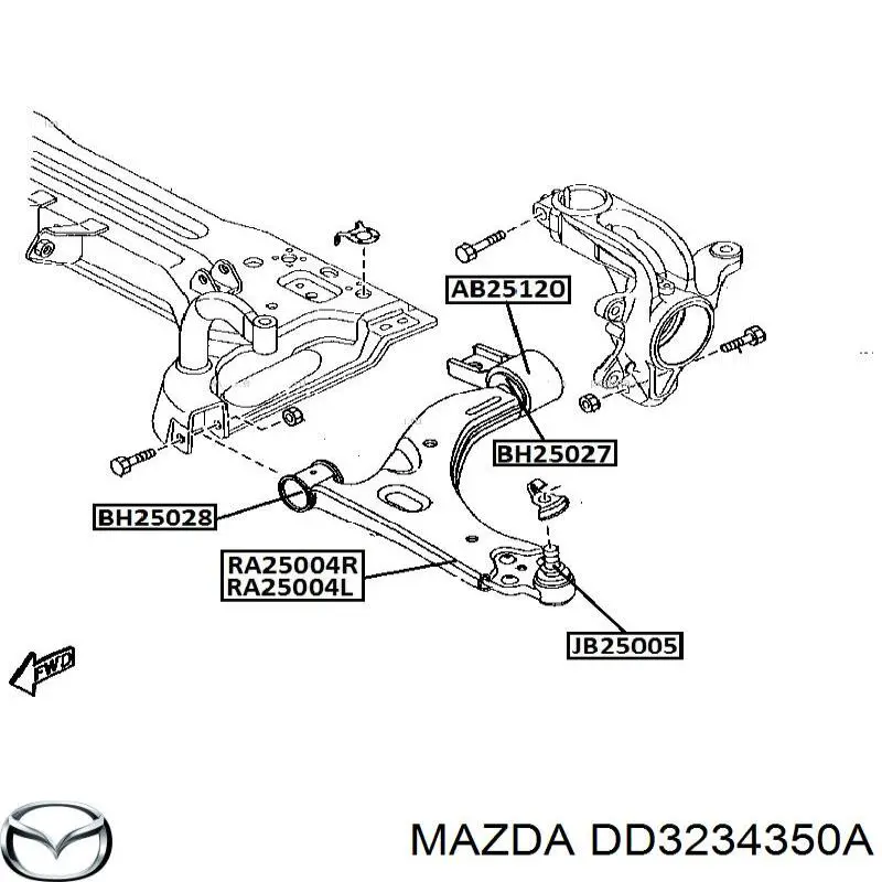 Важіль передній лівий Mazda DD3234350A ціна, від 51.57 USD