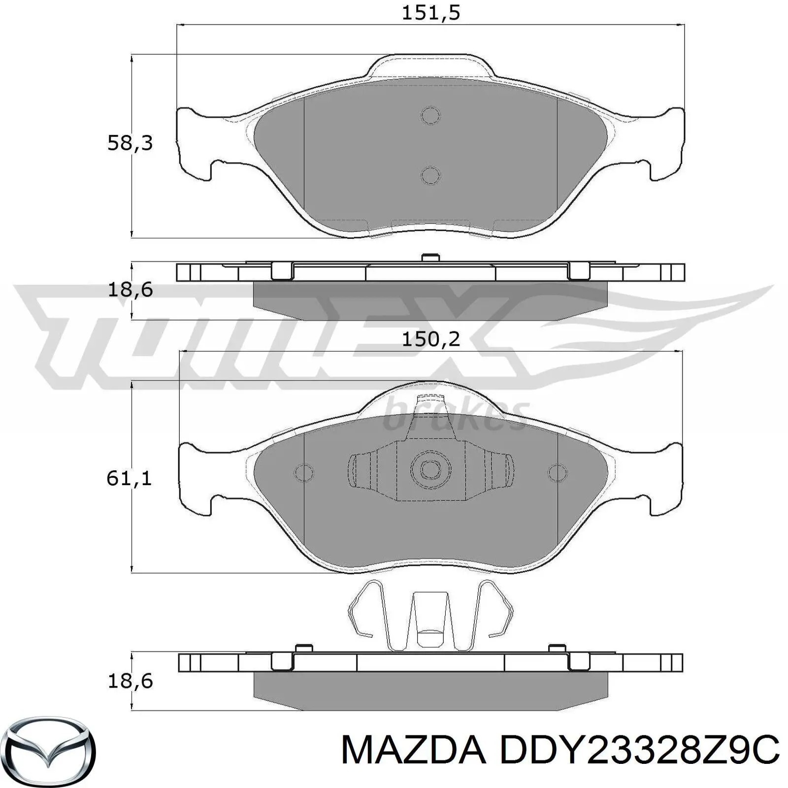 DDY23328Z9C Mazda колодки гальмівні передні, дискові