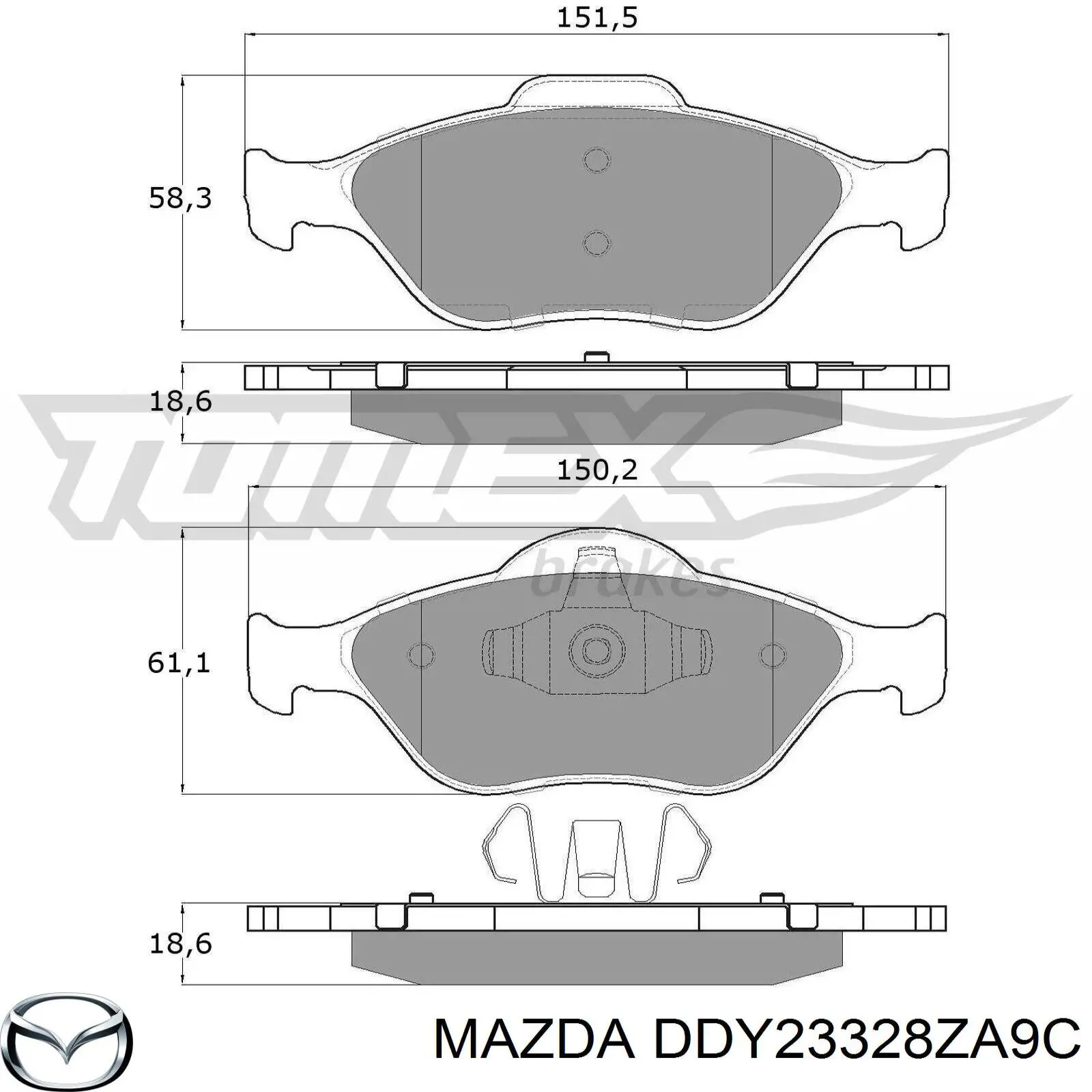 DDY23328ZA9C Mazda колодки гальмівні передні, дискові
