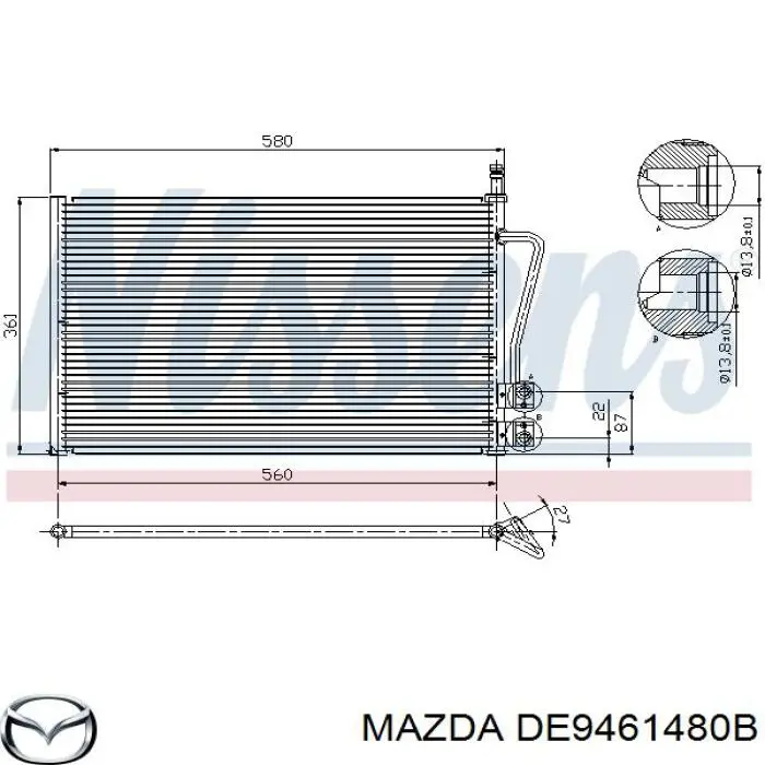 Купити DE9461480B Mazda Радіатор системи охолодження кондиціонера