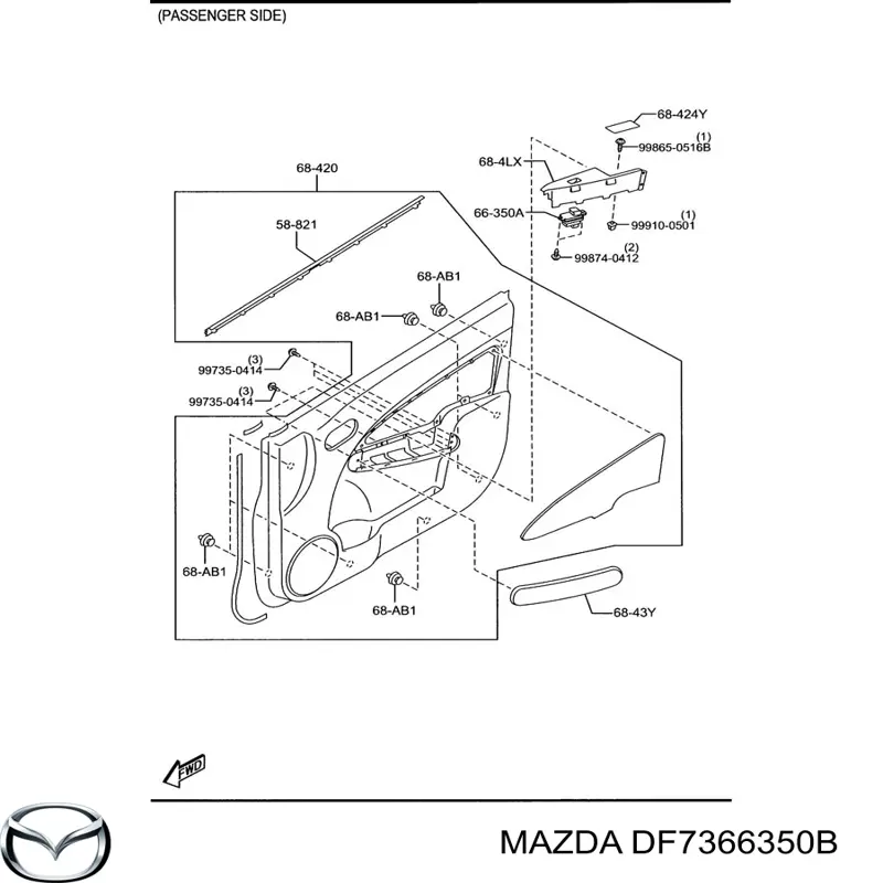 DF7366350B Mazda Кнопки переднього лівого склопід'ємника