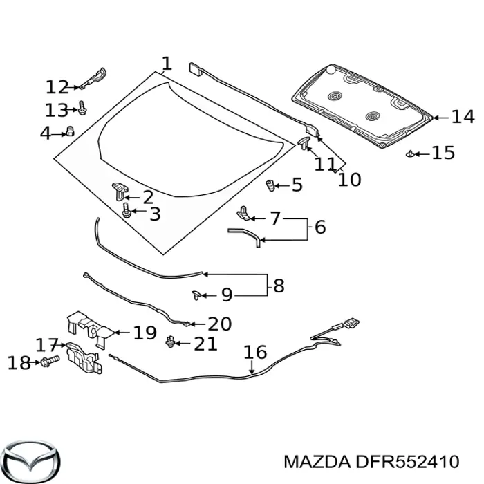 DFR552410 Mazda Завіс капота, правий
