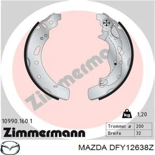 Купити DFY12638Z Mazda Колодки гальмові задні, барабанні