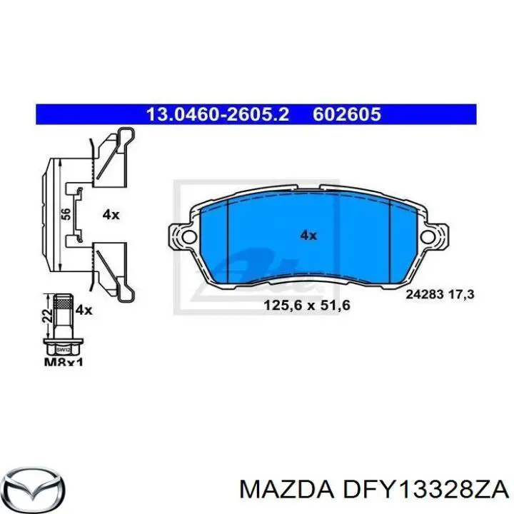 Передні тормозні колодки DFY13328ZA Mazda