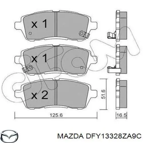 Передні тормозні колодки DFY13328ZA9C Mazda