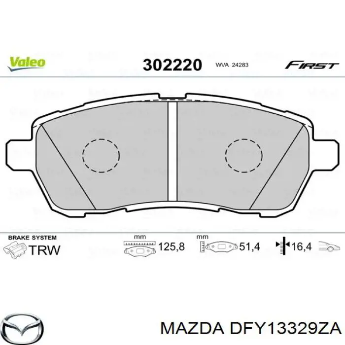 Купити DFY13329ZA Mazda Колодки гальмівні передні, дискові