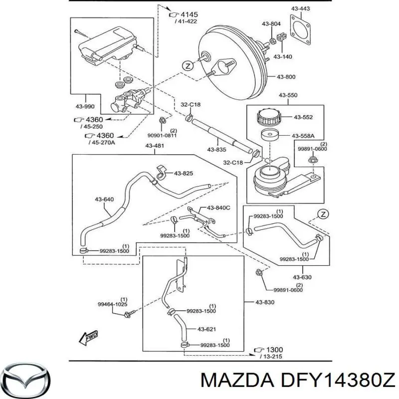DFY14380Z Mazda Підсилювач гальм вакуумний