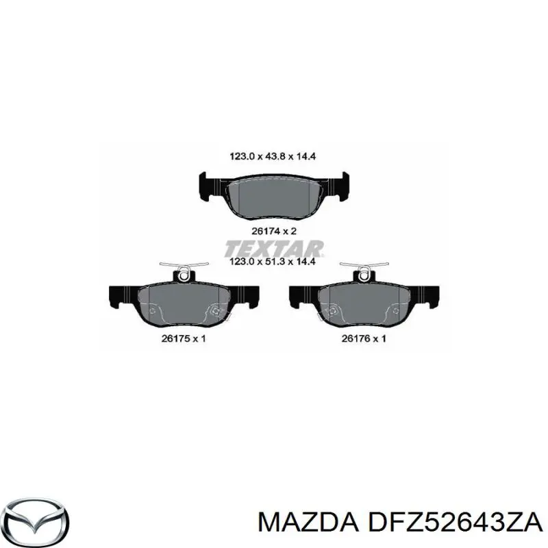 Задні гальмівні колодки Mazda DFZ52643ZA ціна, від 39.98 USD