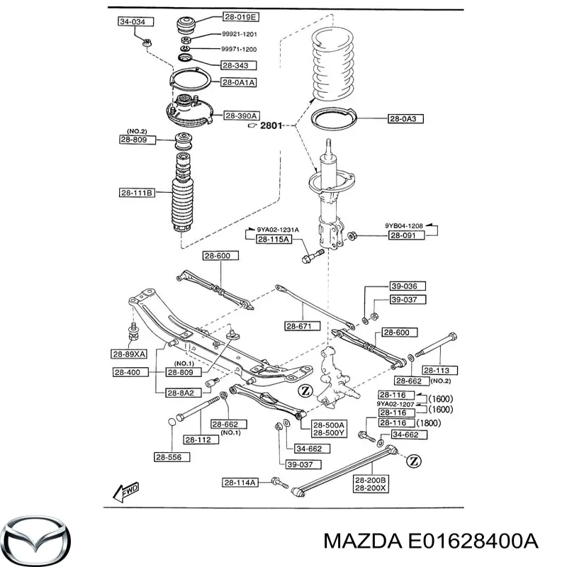 Купити E01628400A Mazda Балка задньої підвіски, підрамник