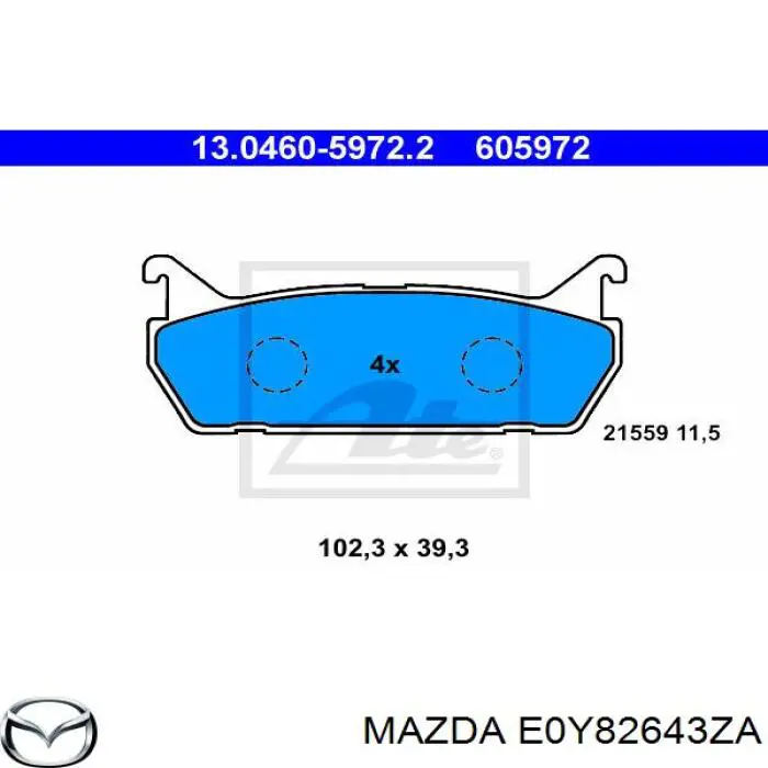 Колодки гальмові задні, дискові E0Y82643ZA Mazda