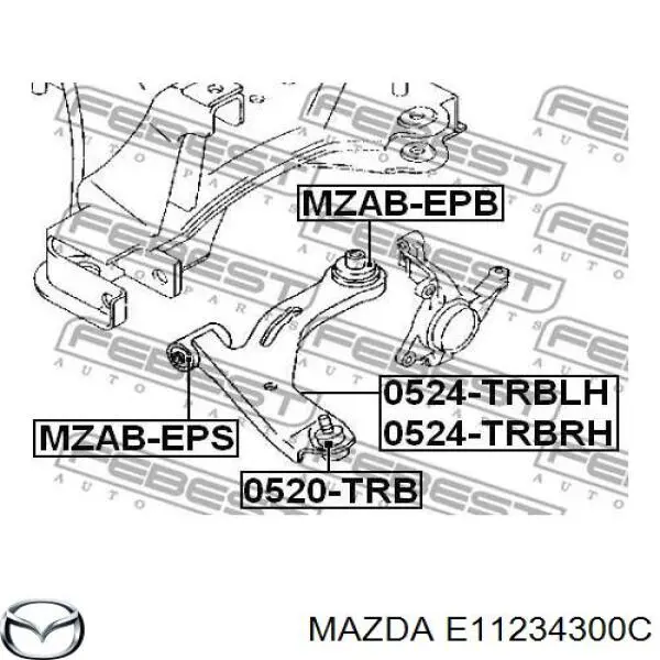 Важіль передньої підвіски нижній, правий EC0134300F Mazda