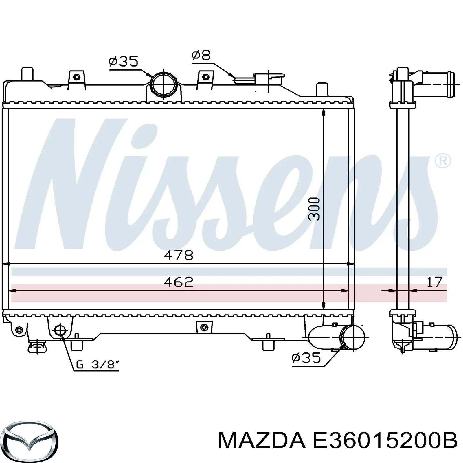 Радіатор основний Mazda E36015200B ціна, від 51.44 USD
