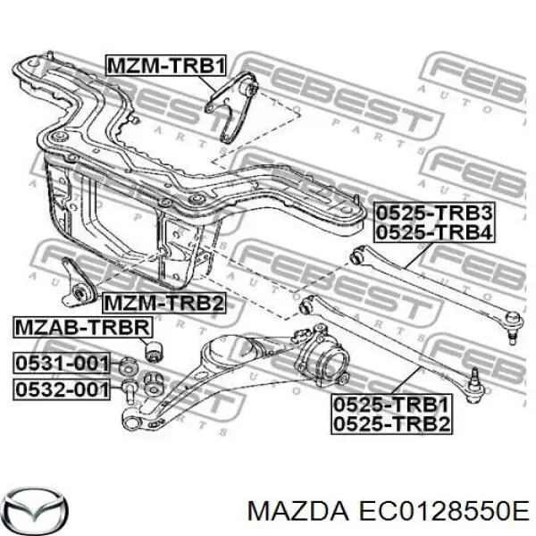 Важіль задньої підвіски нижній, лівий EC0128550E Mazda