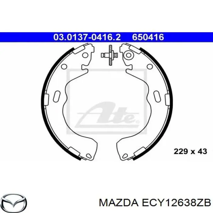 ECY12638ZB Mazda колодки гальмові задні, барабанні