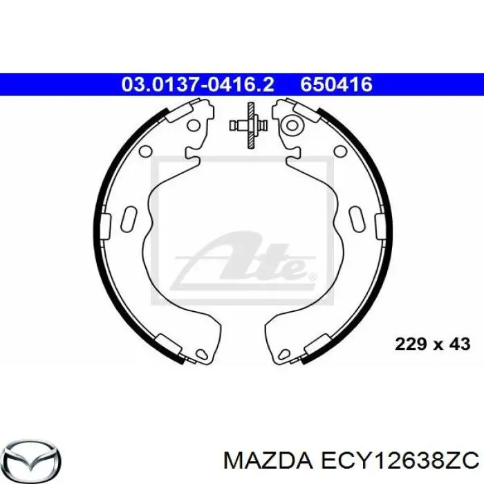 Колодки гальмові задні, барабанні ECY12638ZC Mazda